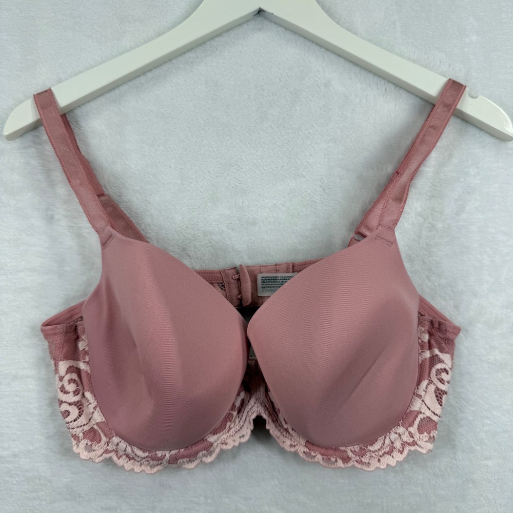 Wacoal 853322 Womens Dusty Rose Pink Lace Trim Underwire‎ Contour Bra 36D